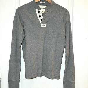 Abercrombie & Fitch Kids Boys XL Gray Henley Long sleeve Shirt Casual Streetwear